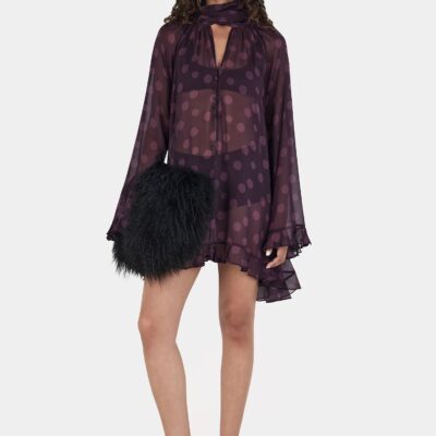 Hansen & Gretel Willow Mini Dress Organic Spot Purple - Image 2