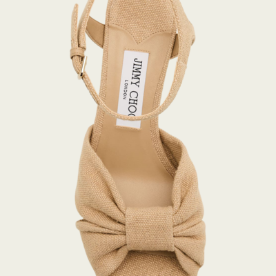 Jimmy Choo Heloise 80 Linen Platform Sandals - Image 2