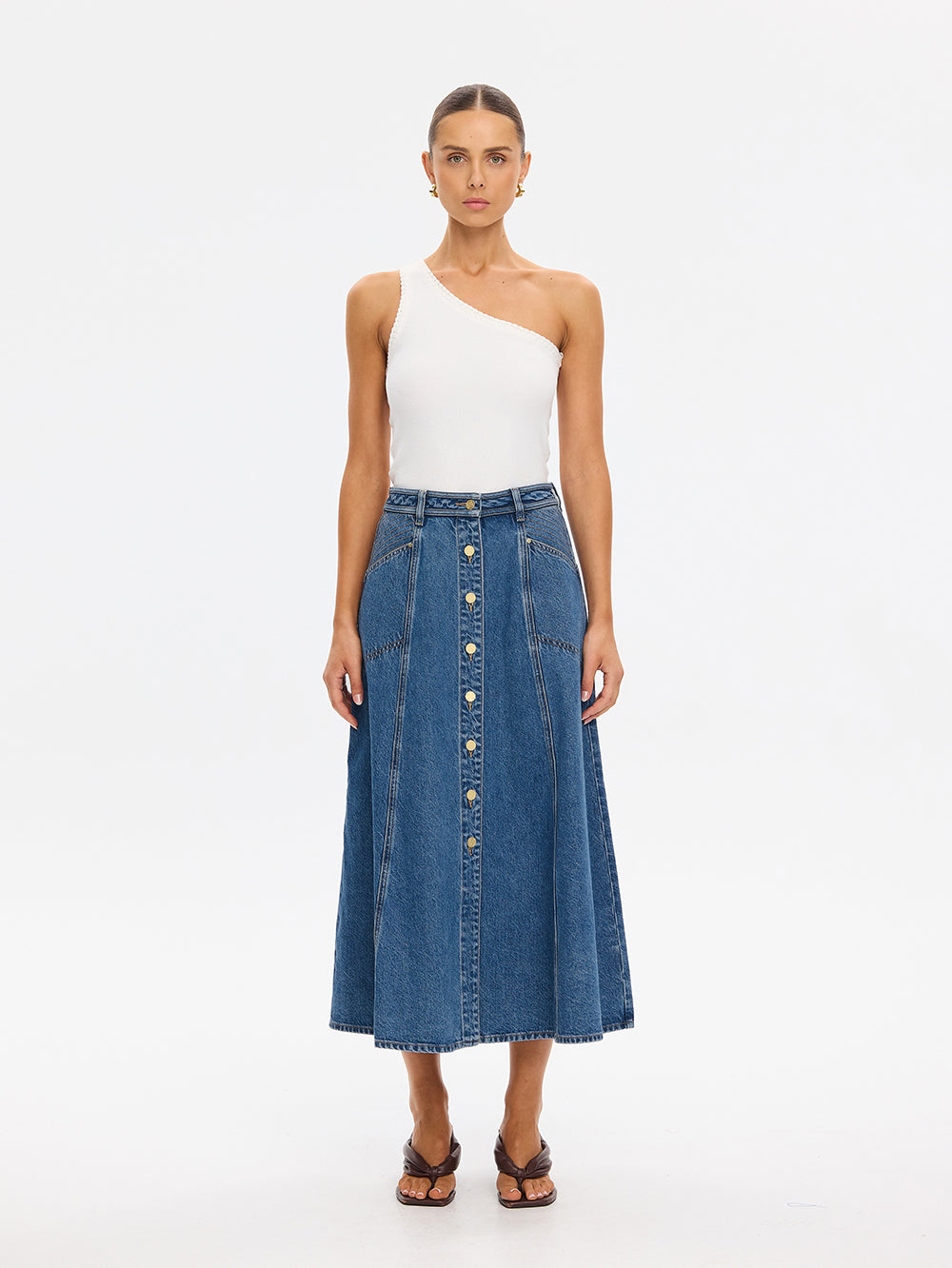 Kivari Rita Denim Midi Skirt - Image 1