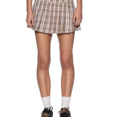 Ksubi Rally Mini Skirt Tan Plaid - Image 1
