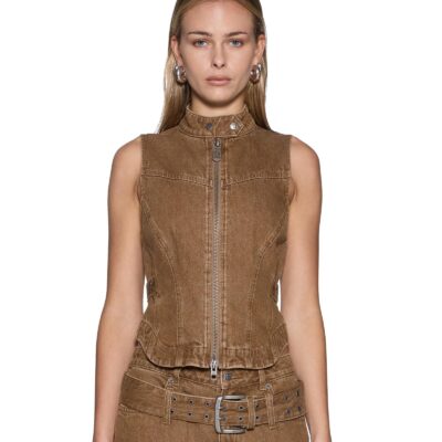 Ksubi Paradigm Gilet Rider Brown - Image 1