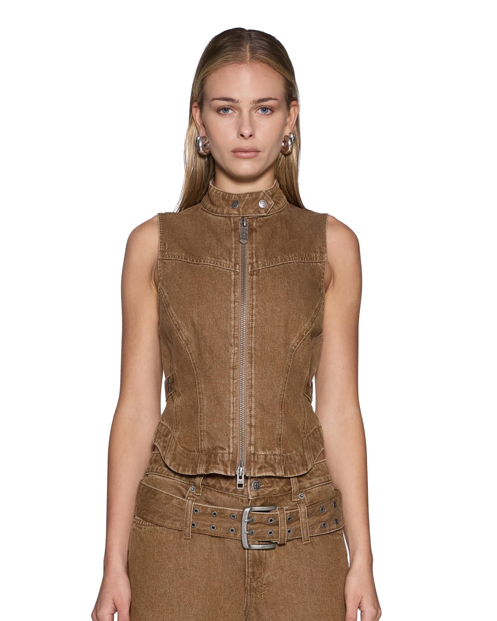 Ksubi Paradigm Gilet Rider Brown - Image 1