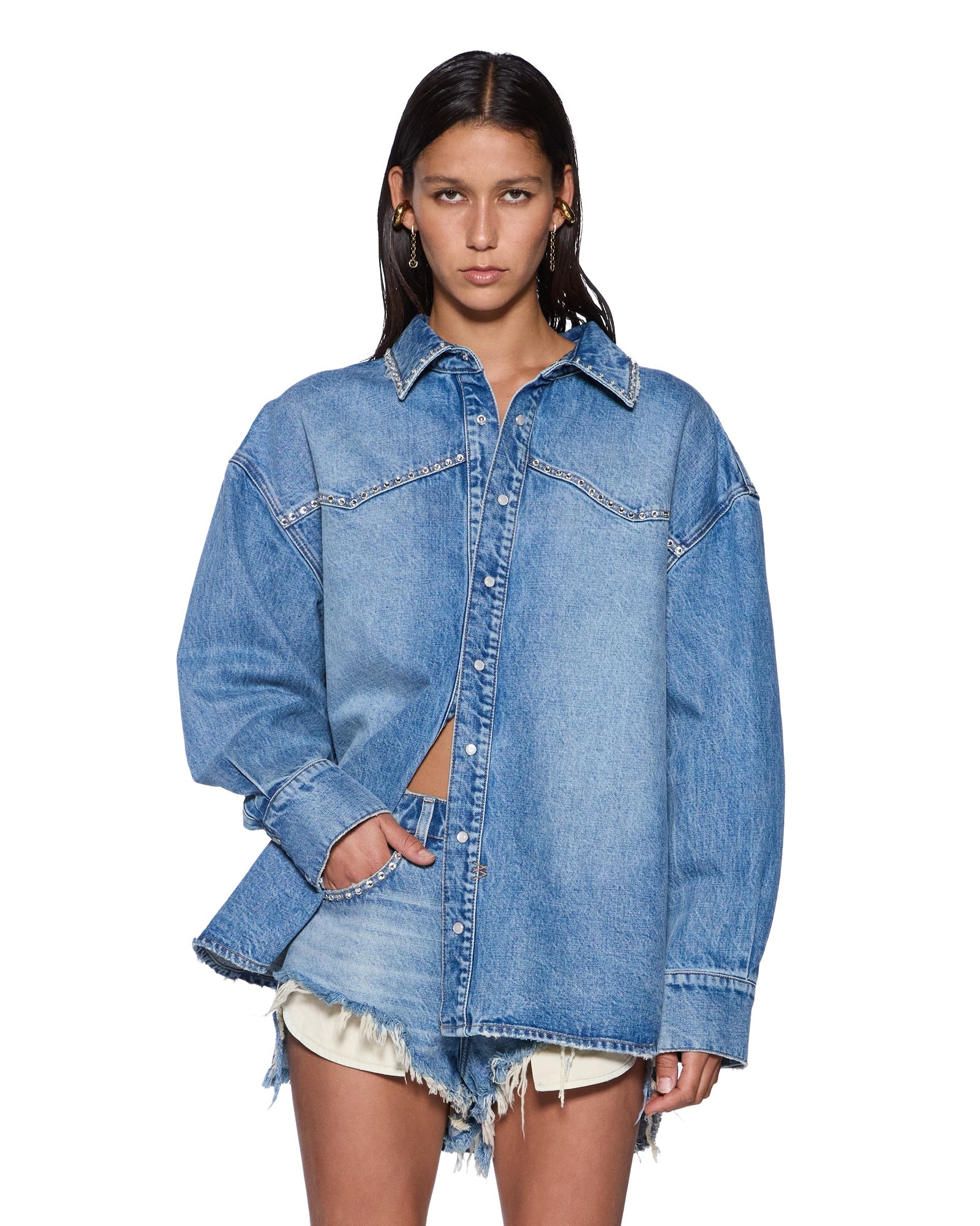 Ksubi Oversized Denim LS Shirt Maverik Krystal - Image 1