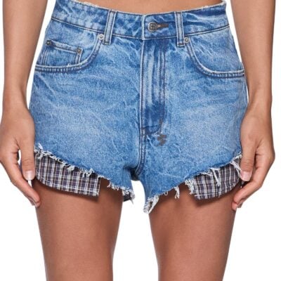 Ksubi Kut Off Denim Short Liberty Blue Plaid - Image 2