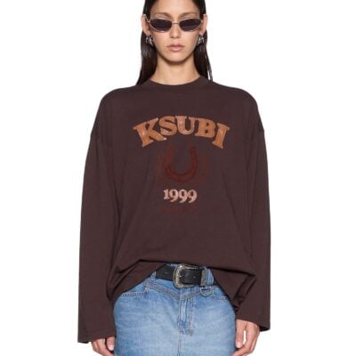 Ksubi Ranch Altar Boyfriend LS Tee Choc - Image 1
