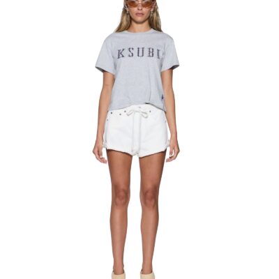 Ksubi Plaid Shrunken SS Tee Grey Marle - Image 2