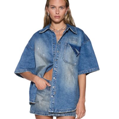 Ksubi Garage Denim SS Shirt Painter Blue - Image 1