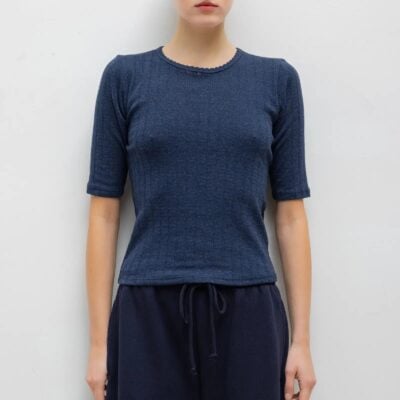 LESET Pre-Order: Pointelle Mid Sleeve Slim Fit Tee - Image 1