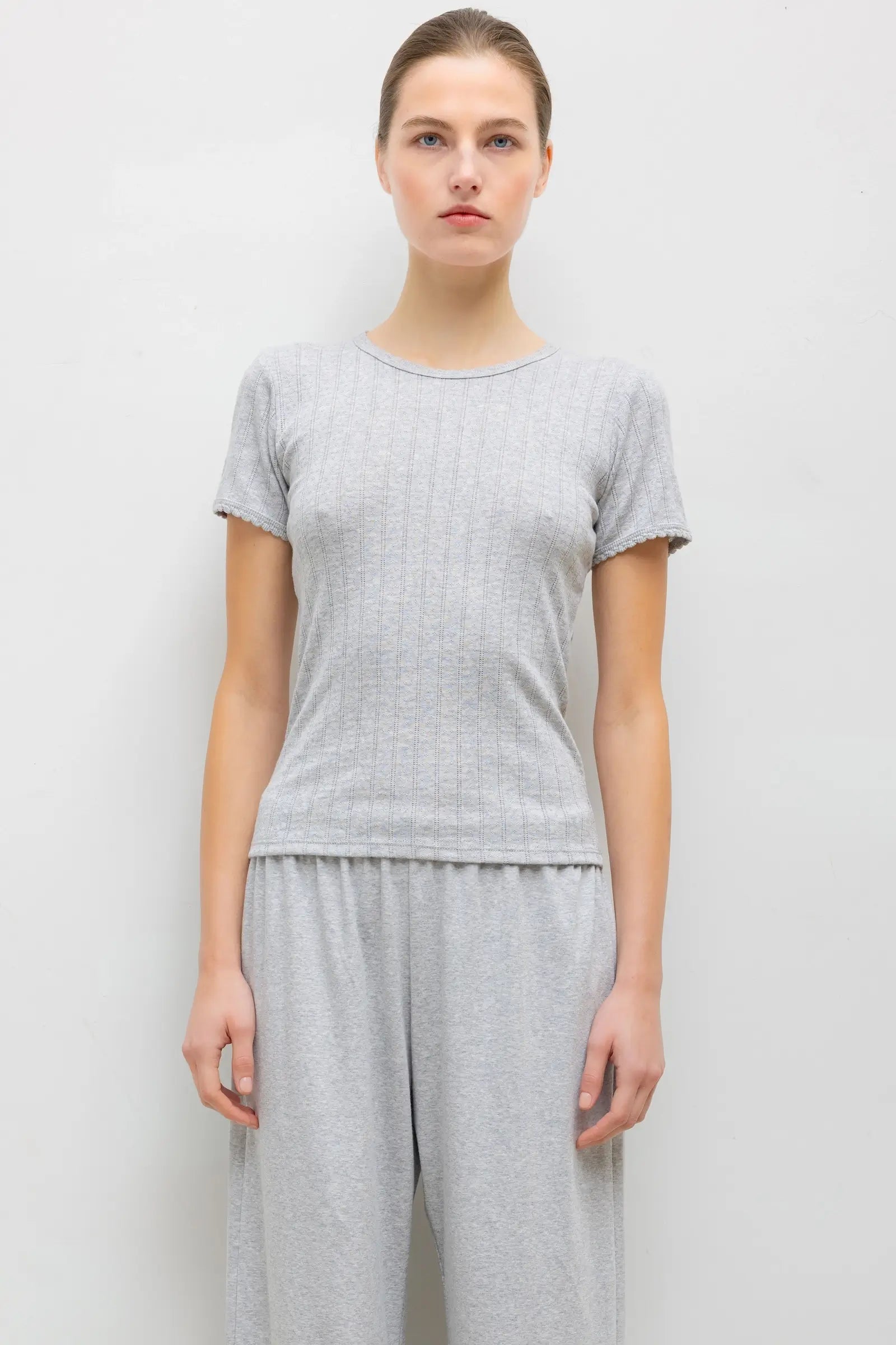 LESET Pointelle Slim Fit Tee - Image 1
