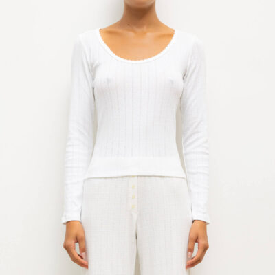 LESET Pointelle Long Sleeve Scoop Neck - Image 1
