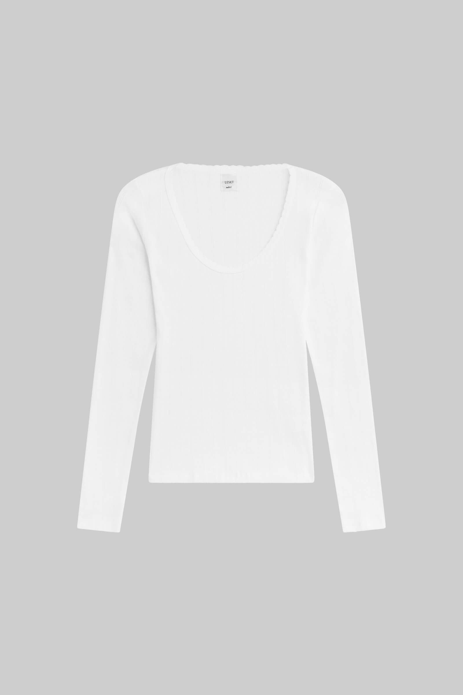 MNLST140826073300055_2 LESET Pointelle Long Sleeve Scoop Neck - Image 2