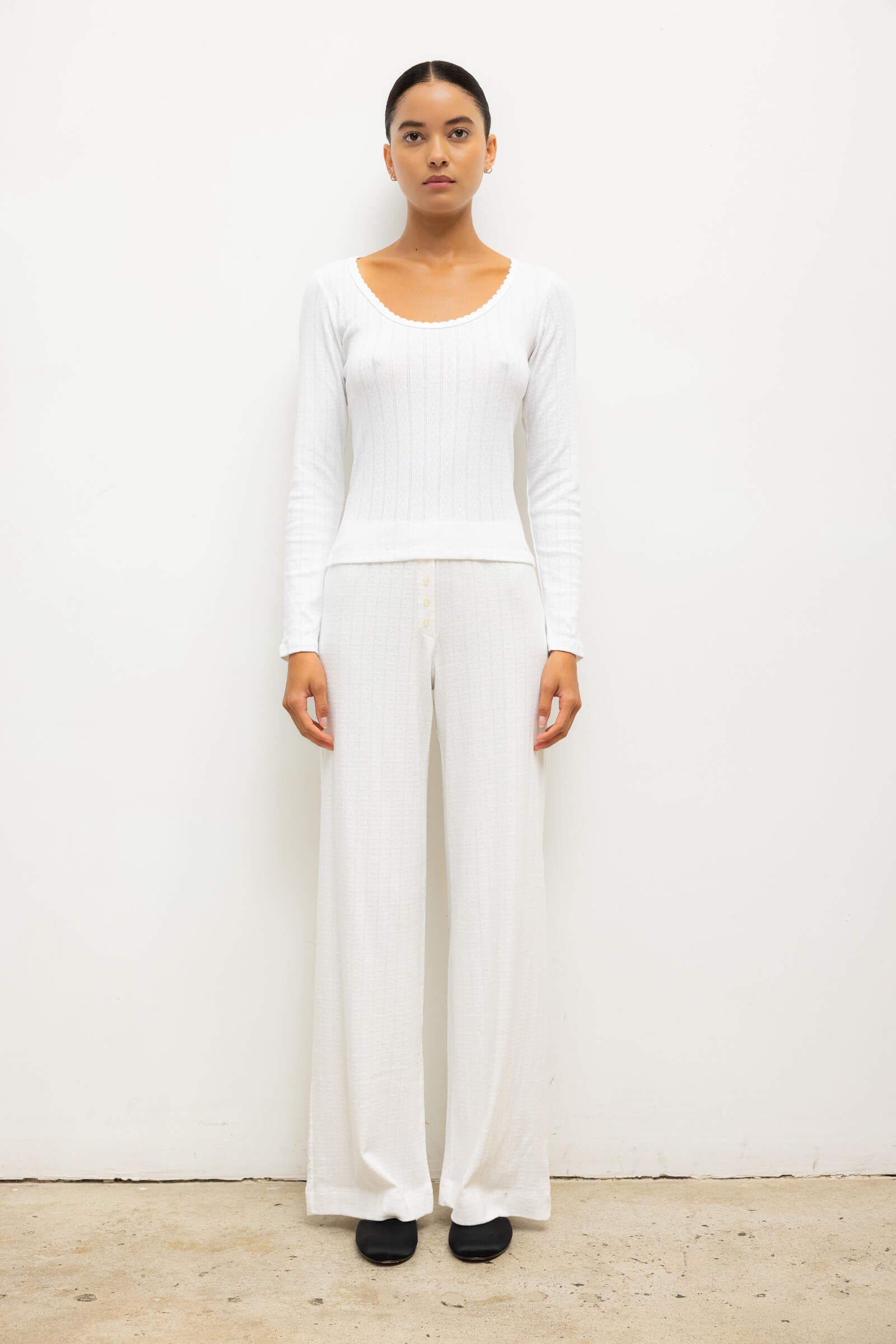 MNLST140826073300055_3 LESET Pointelle Long Sleeve Scoop Neck - Image 3