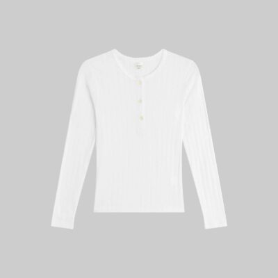 LESET Pointelle Long Sleeve Henley - Image 2