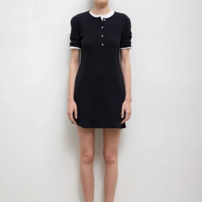 LESET Pointelle Henley Mini Dress - Image 1