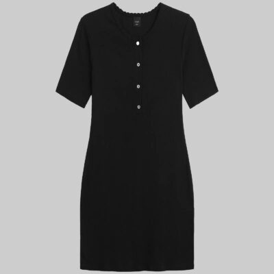 LESET Pointelle Henley Mini Dress - Image 2