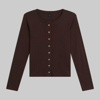 LESET Pointelle Classic Crew Cardigan - Image 2