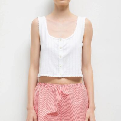 LESET Pointelle Button Down Tank - Image 1