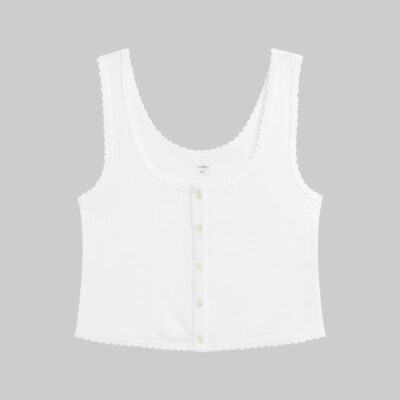 LESET Pointelle Button Down Tank - Image 2
