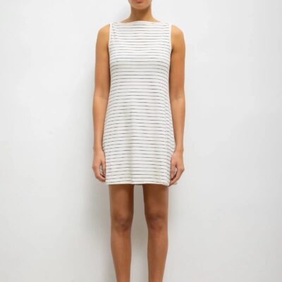LESET Nando Stripe Boatneck Mini Dress - Image 1