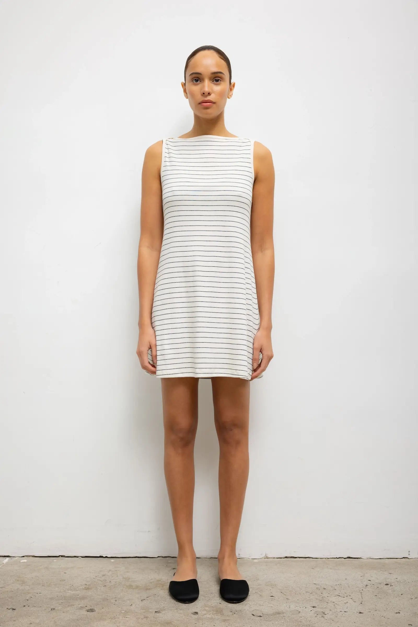 LESET Nando Stripe Boatneck Mini Dress - Image 1