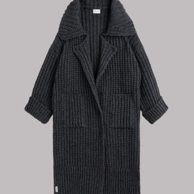 MIKUTA The Dark Grey Long Knitted Cardigan - Image 2