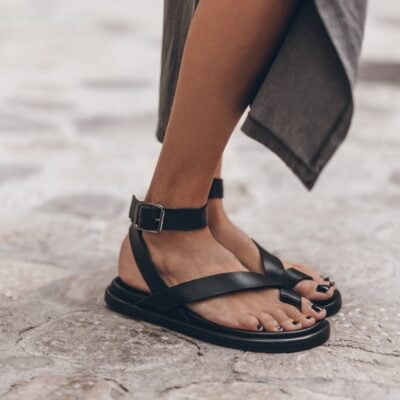 MIKUTA The Black Strappy Leather Sandals - Image 1