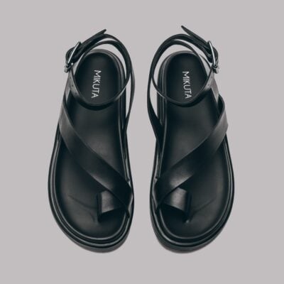 MIKUTA The Black Strappy Leather Sandals - Image 2