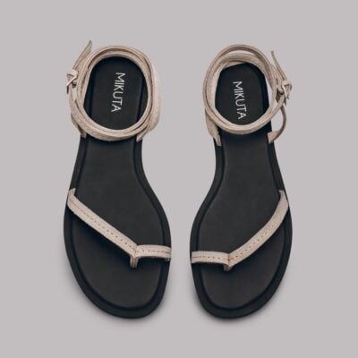 MIKUTA The Beige Thin Suede Sandals - Image 2