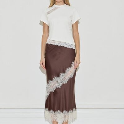 Maison Essentiele Silk Lace Midi Skirt - Image 1