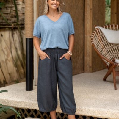 Nomad the Label Toscana Merino Wool Knit Top Sea Blue - Image 2