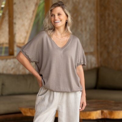 Nomad the Label Toscana Merino Wool Knit Top Elm - Image 1