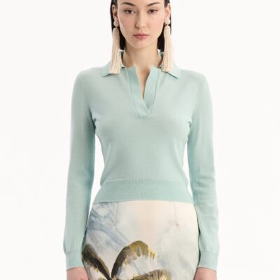 Oscar de la Renta Wool Polo Pullover - Image 2
