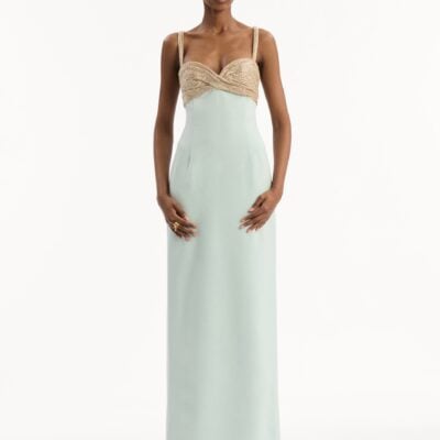 Oscar de la Renta Twist-Detail Metallic Column Gown - Image 2