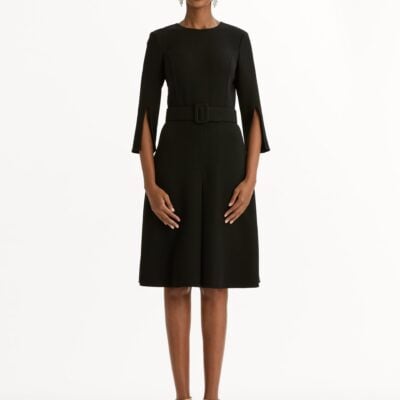Oscar de la Renta Split-Sleeve Wool-Blend Dress - Image 2