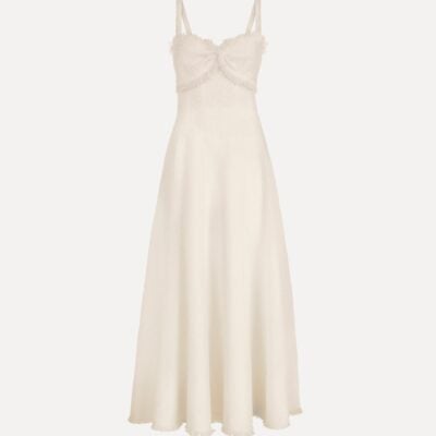 Oscar de la Renta Slub Wool Tweed Midi Dress - Image 1