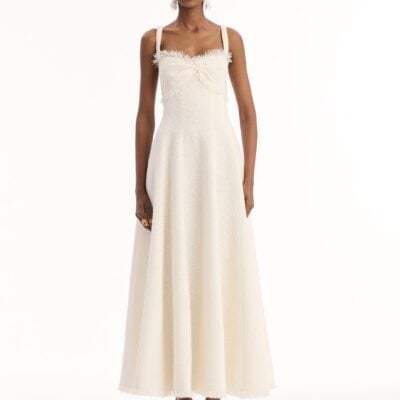 Oscar de la Renta Slub Wool Tweed Midi Dress - Image 2