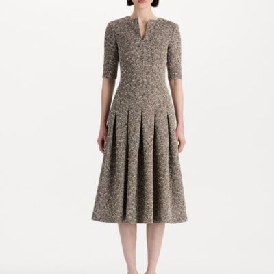 Oscar de la Renta Slub Wool Tweed Gauze Dress - Image 2