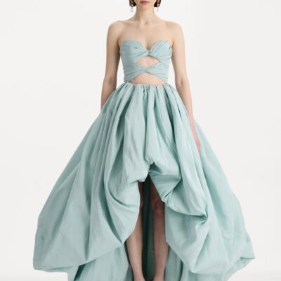 Oscar de la Renta Silk Faille High-Low Gown - Image 2