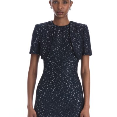 Oscar de la Renta Sequin Tweed Capelet - Image 1