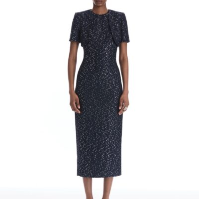 Oscar de la Renta Sequin Tweed Capelet - Image 2
