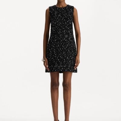 Oscar de la Renta Sequin Ribbon Tweed Dress - Image 2