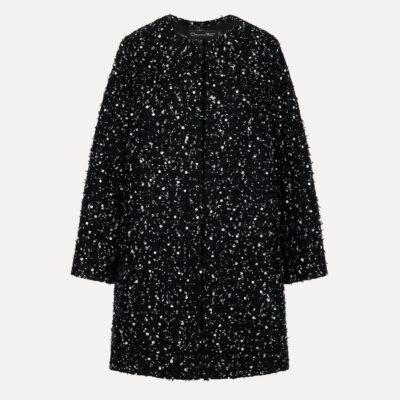 Oscar de la Renta Sequin Ribbon Tweed Coat - Image 1