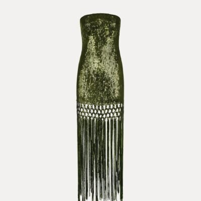 Oscar de la Renta Sequin Fringe Gown - Image 1
