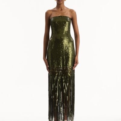 Oscar de la Renta Sequin Fringe Gown - Image 2