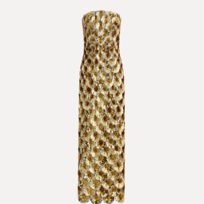 Oscar de la Renta Sequin Embroidered Scalloped Cocktail Dress - Image 1