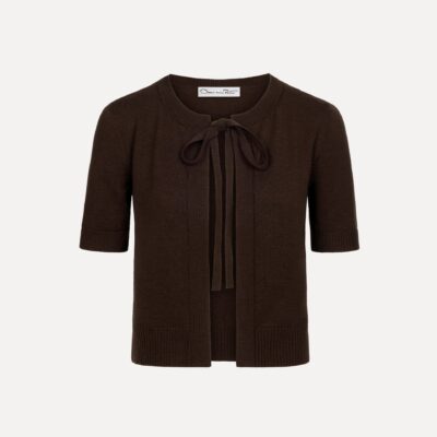 Oscar de la Renta Self-Tie Wool Twin Set Cardigan - Image 1
