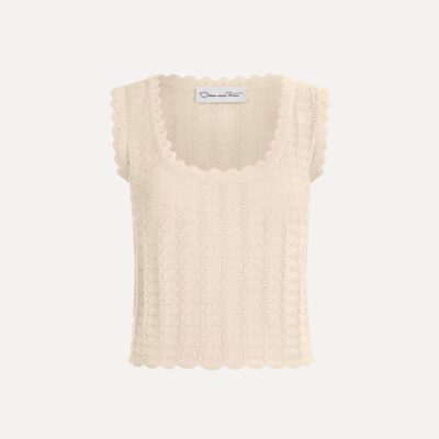 Oscar de la Renta Pointelle Weave Tank - Image 1