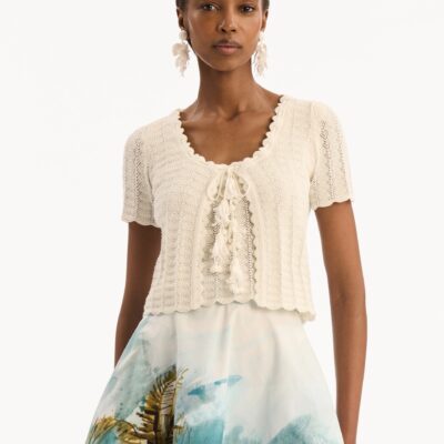 Oscar de la Renta Pointelle Weave Cardigan - Image 2