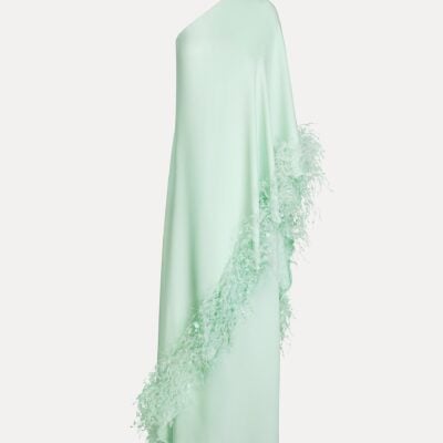 Oscar de la Renta Point d’Esprit Feather Embroidered Caftan - Image 1