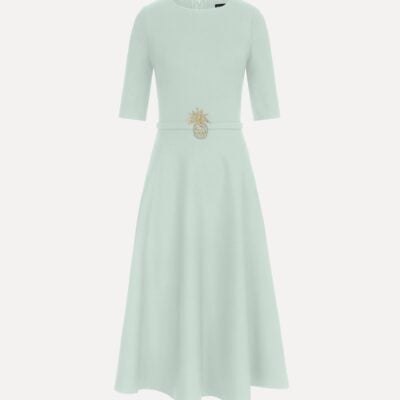 Oscar de la Renta Pineapple Belt Wool Dress - Image 1